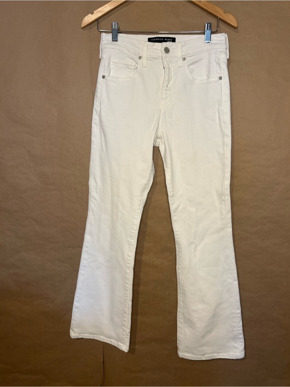 Veronica Beard Beverly Skinny Flare Jeans White High Rise Size 27